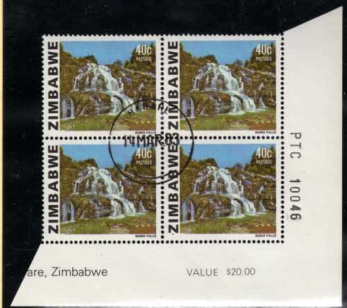 ZIMBABWE 1983 40c ADDITIONAL DEFINITIVE CORNER BLOCK OF 4 VFU. SG 588a. CAT 16 POUNDS.