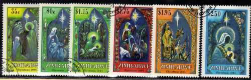 ZIMBABWE 1994 "CHRISTMAS" SET OF 6 VFU. SG 882-7. CAT 6 POUNDS.