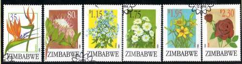 ZIMBABWE 1994 "EXPORT FLOWERS" SET OF 6 VFU. SG 876-881. CAT 6,50 POUNDS.