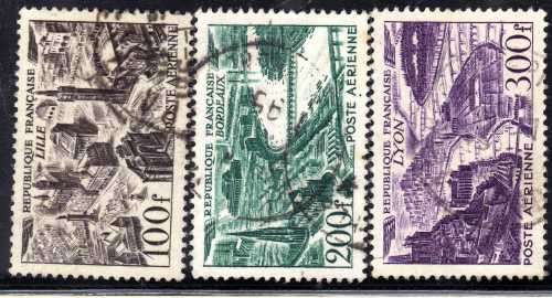 FRANCE 1949 AIR - VIEWS 100F, 200F & 300F VERY FINE USED. SG 1055-57. CAT 17,80 POUNDS.