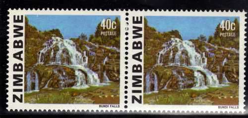 ZIMBABWE 1983 40c BUNDI FALLS ADDITIONAL DEFINITIVE PAIR UMM. SG 588a. CAT 5 POUNDS.