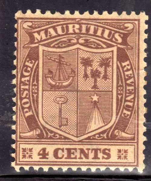MAURITIUS 1910 DEFIN 4c BROWN UNMOUNTED MINT BROWN GUM. SG 211. CAT 4,25 POUNDS.