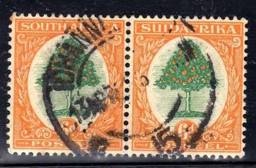 SOUTH AFRICA 1926 DEFIN 6d PAIR VFU. SACC 31L. CAT R350.