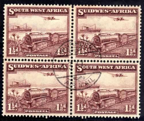 SOUTH WEST AFRICA 1937 ADDITIONAL DEFIN 1,5d BLOCK OF 4 VFU. SACC 123. CAT R100. (SACC 2017/18)