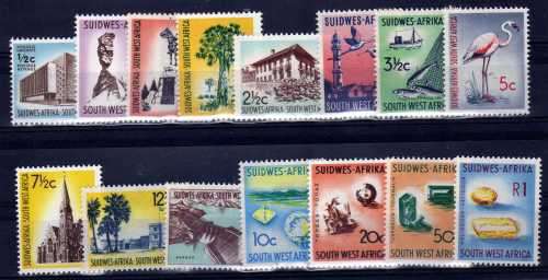 SOUTH WEST AFRICA 1961 DEFIN SET OF 15 UMM. SACC 199-213. CAT R1244. (SACC 2023-25)