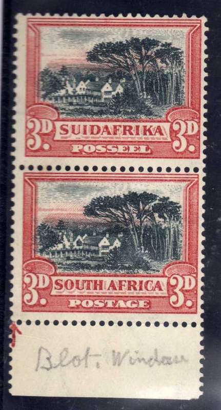 SOUTH AFRICA 1930-45  ROTO 3d VERT PAIR INV WMK WITH SHUTTERED WINDOW VAR MM. SACC 45a. CAT R2500.