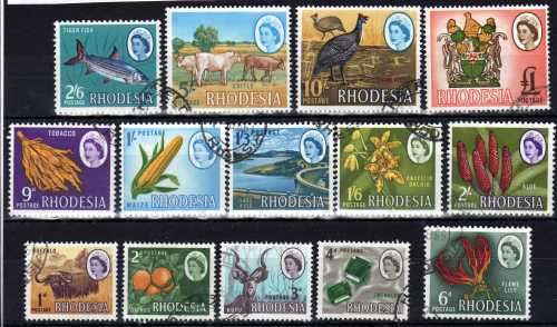 RHODESIA 1966 DEFINITIVE IN SET OF 14 VFU. SACC 131-144. CAT R260. (2017/18)