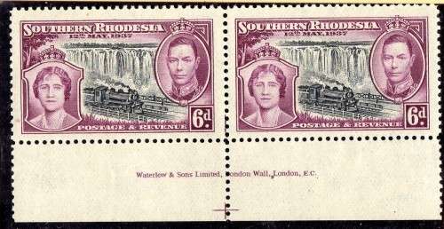SOUTHERN RHODESIA 1937 CORONATION 6d INSCR PR LMM & 6d BLOCK 4 VFU. SACC 41. CAT R320+++ (SACC 2018)