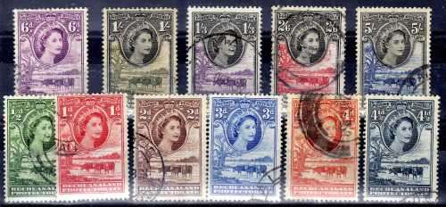 BECHUANALAND 1953 DEFIN PART SET OF 11 FINE - VERY FINE USED. SACC 138-148. CAT R791.