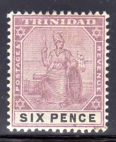 TRINIDAD 1896-1906 DEFIN 6d DULL PURPLE & BLACK LIGHTLY MOUNTED MINT. SG 120. CAT 7,50 POUNDS.