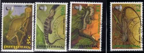 SWAZILAND 1996 "REPTILES" (2ND SERIES) SET OF 4 VFU. SG 658-661. CAT 4,75 POUNDS.