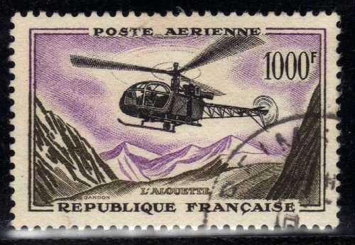 FRANCE 1957 "AIR" 1000F VERY FINE USED. SG 1320. CAT 31 POUNDS.