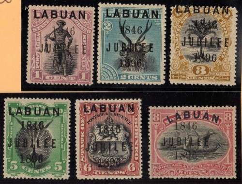NORTH BORNEO / LABUAN 1896 SET OF 6 MOUNTED MINT. SG 83-88. CAT 250 POUNDS.