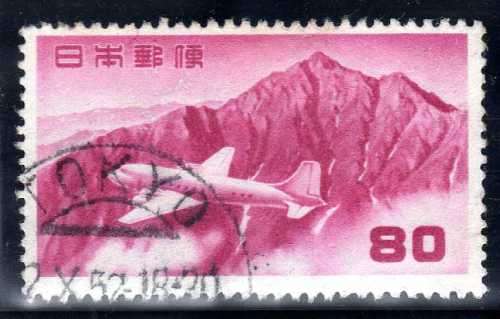 JAPAN 1952 AIR 80 Y MAUVE VFU. SG 678. CAT 4,50 POUNDS.