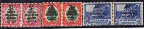 KENYA UGANDA TANGANYIKA 1941 SA STAMPS OVERPRINTED SET OF 4 PAIRS MM. SG 151-4. CAT 30 POUNDS.