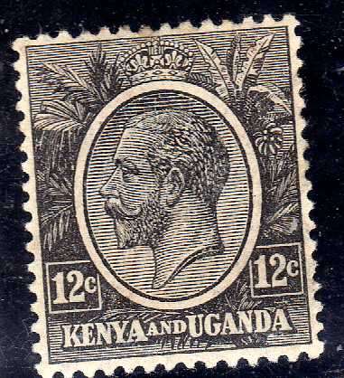 KENYA AND UGANDA 1922-27 DEFIN 12c GREY-BLACK MOUNTED MINT. SG 81a. CAT 15 POUNDS.