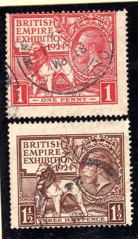 GREAT BRITAIN 1924 "BRITISH EMPIRE EXHIBITION" SET OF 2 VERY FINE USED. SG 430-31. CAT 26 POUNDS.