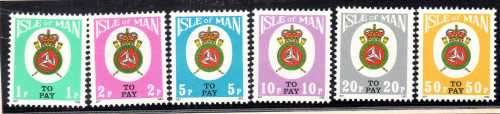 ISLE OF MAN 1982 POSTAGE DUE SET OF 8 UMM. SG D17- D24. CAT 6,65 POUNDS.