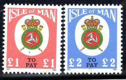 ISLE OF MAN 1982 POSTAGE DUE SET OF 8 UMM. SG D17- D24. CAT 6,65 POUNDS.