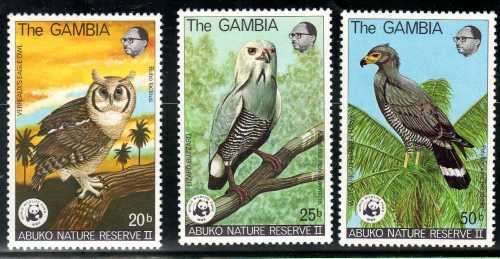 GAMBIA 1978 "ABUKO NATURE RESERVE" PART SET 3 LMM. SG 400-402. CAT 33 POUNDS.