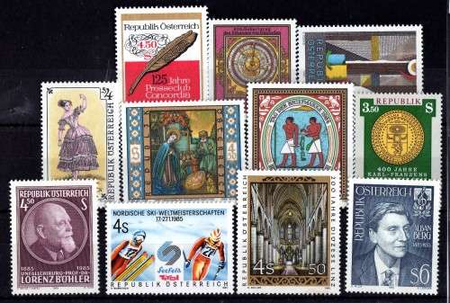 AUSTRIA 1984-85 11 STAMPS UMM. SG 2033-2043. CAT 11,70 POUNDS.