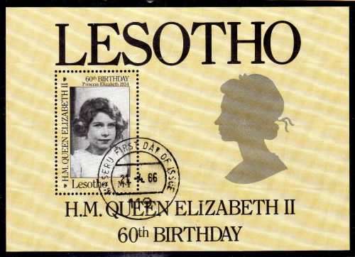 LESOTHO 1986 "QE II 60th BIRTHDAY" SET OF 3 + MINISHEET VFU. SG 701- MS 704. CAT 5,65 POUNDS.