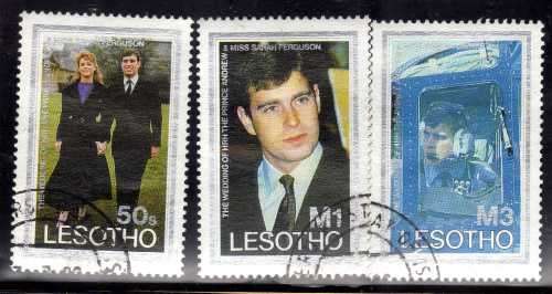 LESOTHO 1982 21ST BIRTHDAY DIANA SET & 1986 ROYAL WEDDING SET VFU. SG 514-7 & 736-8. CAT 5,75 GBP.