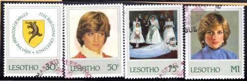 LESOTHO 1982 21ST BIRTHDAY DIANA SET & 1986 ROYAL WEDDING SET VFU. SG 514-7 & 736-8. CAT 5,75 GBP.