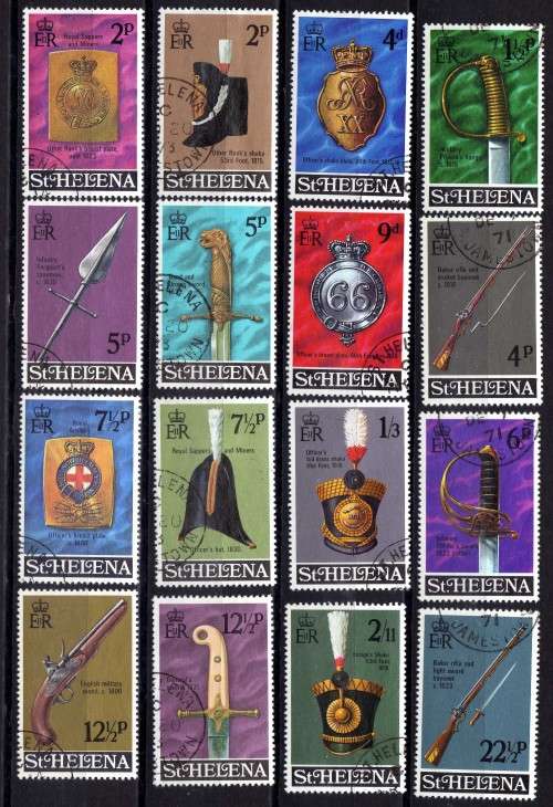 ST HELENA 1970-73 MILITARY EQUIPMENT 4 SETS OF 4 VFU. SG 257-60, 281-4, 285-8 & 291-4. CAT 10,40 GBP