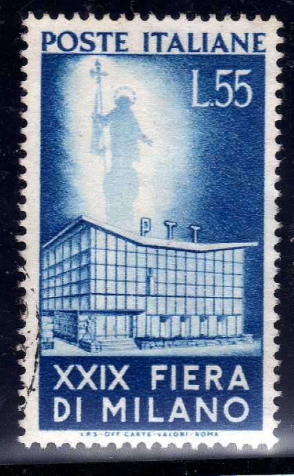 ITALY 1951 "29TH MILAN FAIR" 55L BLUE VERY FINE USED. SG 784. CAT 75 GBP.