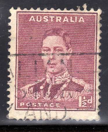 AUSTRALIA 1937-49 1,5d MAROON PERF 13,5 x 14 VERY FINE USED. SG 166. CAT 5,50 POUNDS.