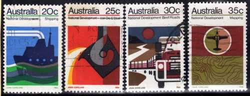 AUSTRALIA 1973 NATIONAL DEVELOPMENT (2ND SERIES) SET OF 4 VFU. SG 541-44. CAT 11 POUNDS.