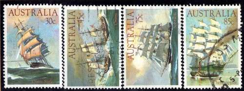 AUSTRALIA 1984 "CLIPPER SHIPS" SET OF 4 VFU. SG 911-914. CAT 4,30 POUNDS.