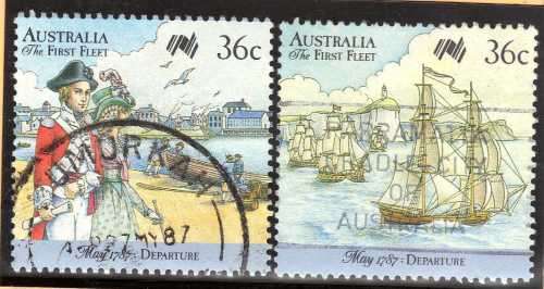 AUSTRALIA 1987 "BICENT AUSTRALIAN SETTLEMENT" (6TH ISSUE) SET OF 5 VFU. SG 1059-63. CAT 5,50 POUNDS.