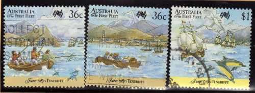 AUSTRALIA 1987 "BICENT AUSTRALIAN SETTLEMENT" (7TH ISSUE) SET OF 3 VFU. SG 1064-66. CAT 4,25 POUNDS.