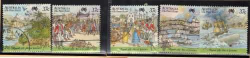 AUSTRALIA 1987 "BICENT AUSTRALIAN SETTLEMENT" (8TH ISSUE) SET OF 5 VFU. SG 1077-81. CAT 5,50 POUNDS.