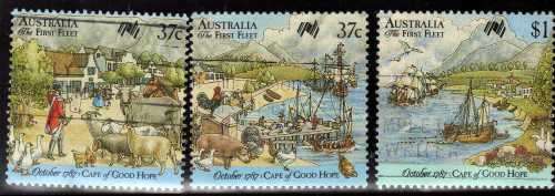 AUSTRALIA 1987 "BICENT AUSTRALIAN SETTLEMENT" (9TH ISSUE) SET OF 3 VFU. SG 1090-92. CAT 4,50 POUNDS.