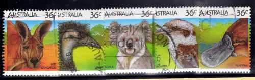 AUSTRALIA 1986 "AUSTRALIAN WILDLIFE" 1ST SERIES SET OF 5 VFU. SG 1023-27. CAT 4,75 POUNDS.