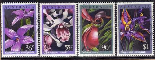 AUSTRALIA 1986 "NATIVE ORCHIDS" SET OF 4 VFU. SG 1032-35. CAT 8,20 POUNDS.