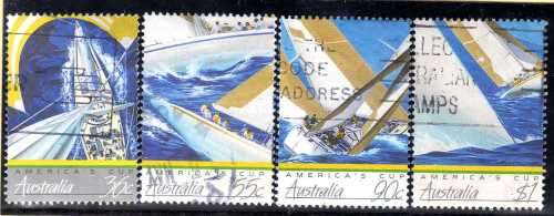AUSTRALIA 1987 "YACHTING AMERICA'S CUP" SET OF 4 VFU. SG 1046-49. CAT 5,45 POUNDS.