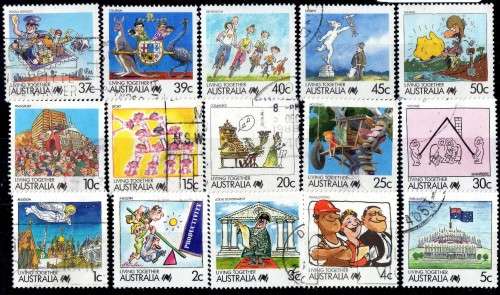 AUSTRALIA 1988 "LIVING TOGETHER" SET OF 27  VFU. SG 1111-1136. CAT 31 POUNDS.