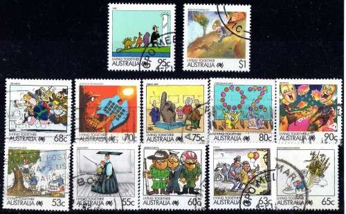 AUSTRALIA 1988 "LIVING TOGETHER" SET OF 27  VFU. SG 1111-1136. CAT 31 POUNDS.