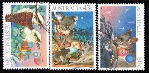 AUSTRALIA 1990 "CHRISTMAS" SET OF 3 VFU. SG 1272-74. CAT 4 POUNDS.