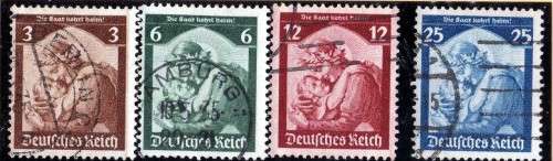 GERMANY 1935 "SAAR RESTORATION" SET OF 4 VERY FINE USED. SG 562-565. CAT 15 POUNDS.