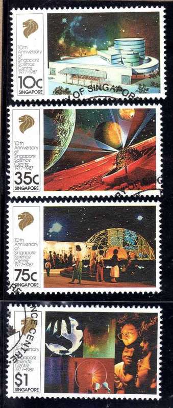 SINGAPORE 1987 "10th ANNIV SCIENCE CENTRE" SET OF 4 VFU. SG 564-7. CAT 7,35 POUNDS.