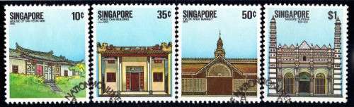 SINGAPORE 1984 "NATIONAL MONUMENTS" SET OF 4 VFU. SG 471-74. CAT 4,35 POUNDS.