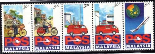 MALAYSIA 2 SETS: 1992 INAUGURATION OF POST OFFICE CORPORATION & 1980 SUBMARINE CABLE. CAT 5,25 GBP.