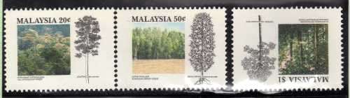 MALAYSIA 1992 2 SETS UMM. (1) TROPICAL FORESTS (2) 25TH ANNIV ASEAN. SG 476-8 & 484-6. CAT 5,40 GBP.