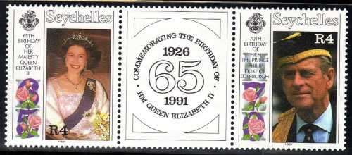 SEYCHELLES BRITISH ROYALTY 2 SETS OF 2 UMM. (1) QUEEN MOTHER 90th BIRTHDAY. (2) QE II 65TH BIRTHDAY.
