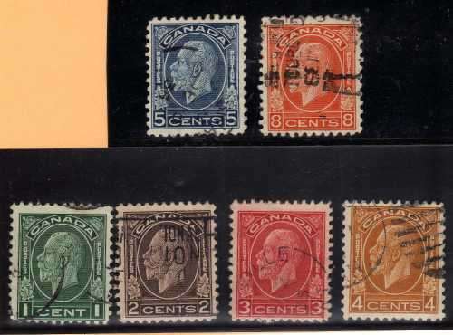 CANADA 1932 DEFIN PART SET OF 6 FINE - VERY FINE USED. SG 319-324. CAT 16 POUNDS.